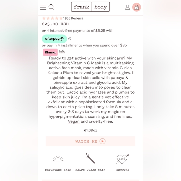 Frank Body Brightening Vitamin C Mask 50ml NWT - Picture 3 of 7